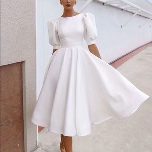 White puff sleeve vintage dress